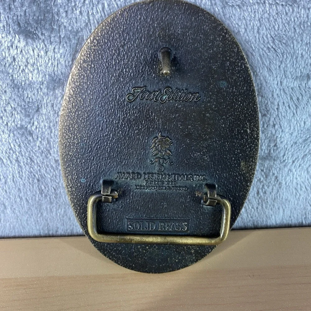 Vintage ADM Michigan State Belt Buckle First Edition Solid‎ Brass Award Design